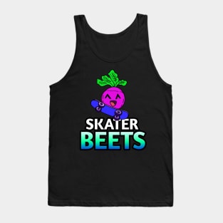 Skater Beets - Kawaii Beets - Cute Veggies - Graphic Vector Clipart Tank Top